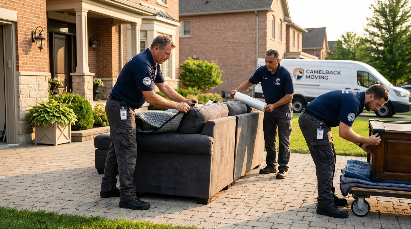 Large estate moving crew wrapping furniture in Honesdale, PA
