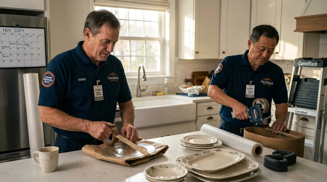 Professional crew packing kitchen dishware in Honesdale, PA